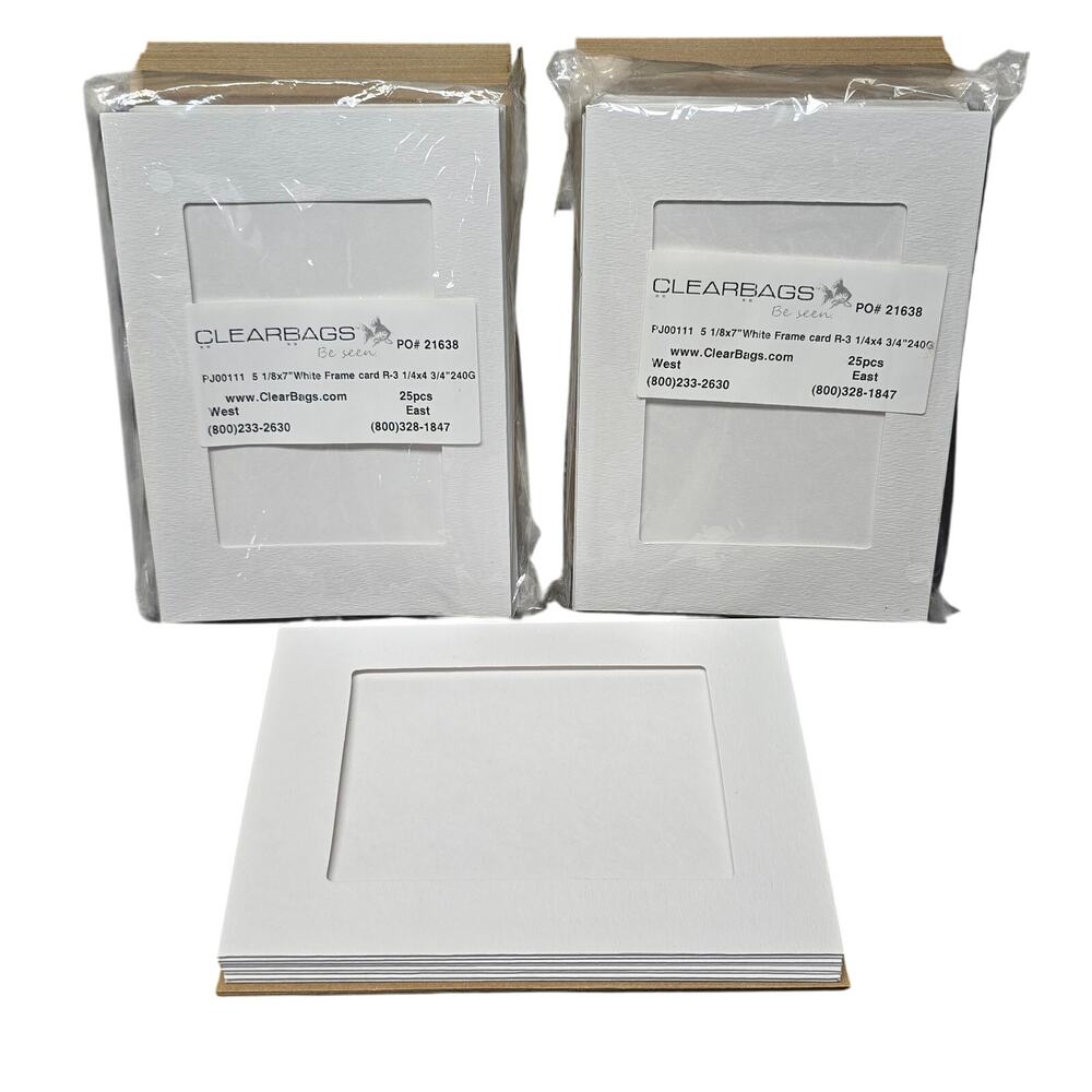 White Frame Card Cardstock Double Paper Adhesive Seal 5 1/8" x 7" 58 Cards